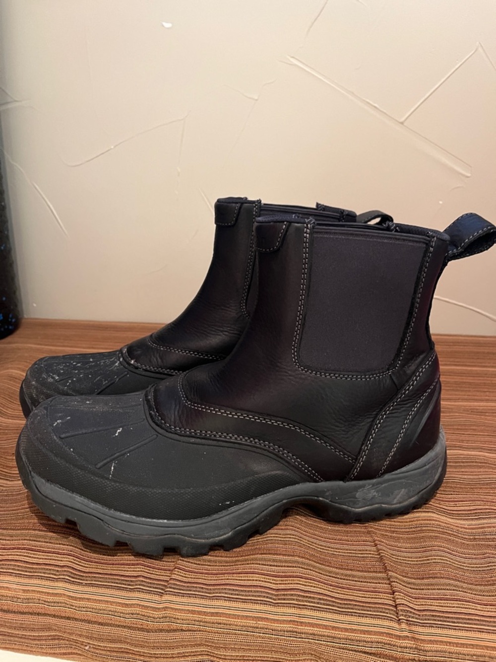 L.L. Bean Black Leather Chelsea Duck Boots